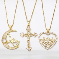 luxury inlaid zirconia heart %ef%bc%86 cross %ef%bc%86 moon letter mom pendant choker jewelry for women love shape necklace for mothers day gift