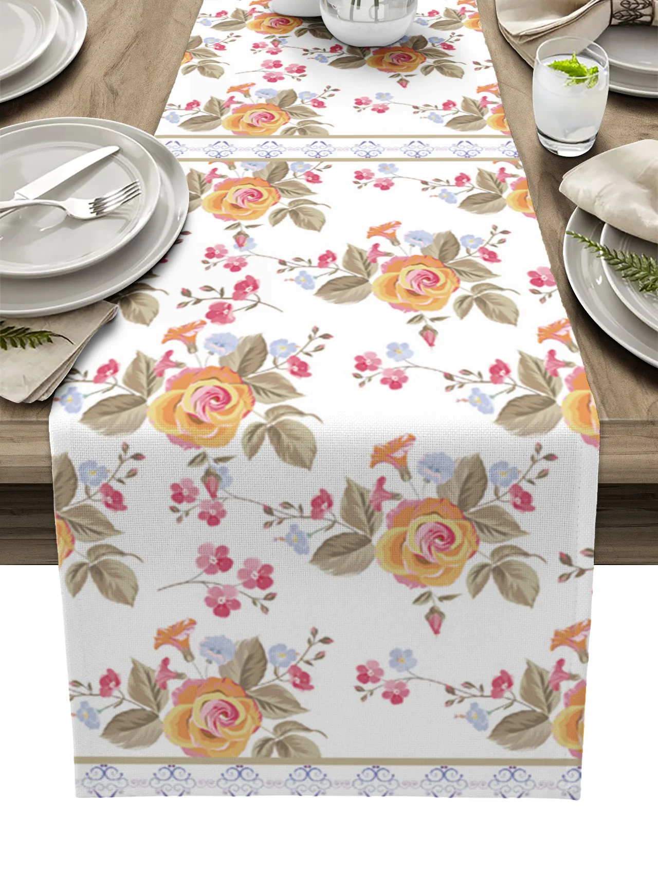 

Flower Leaf Line Hand Drawn Table Runner Wedding Decor Table Cover Holiday Party Coffee Table Decoration Table Cloth