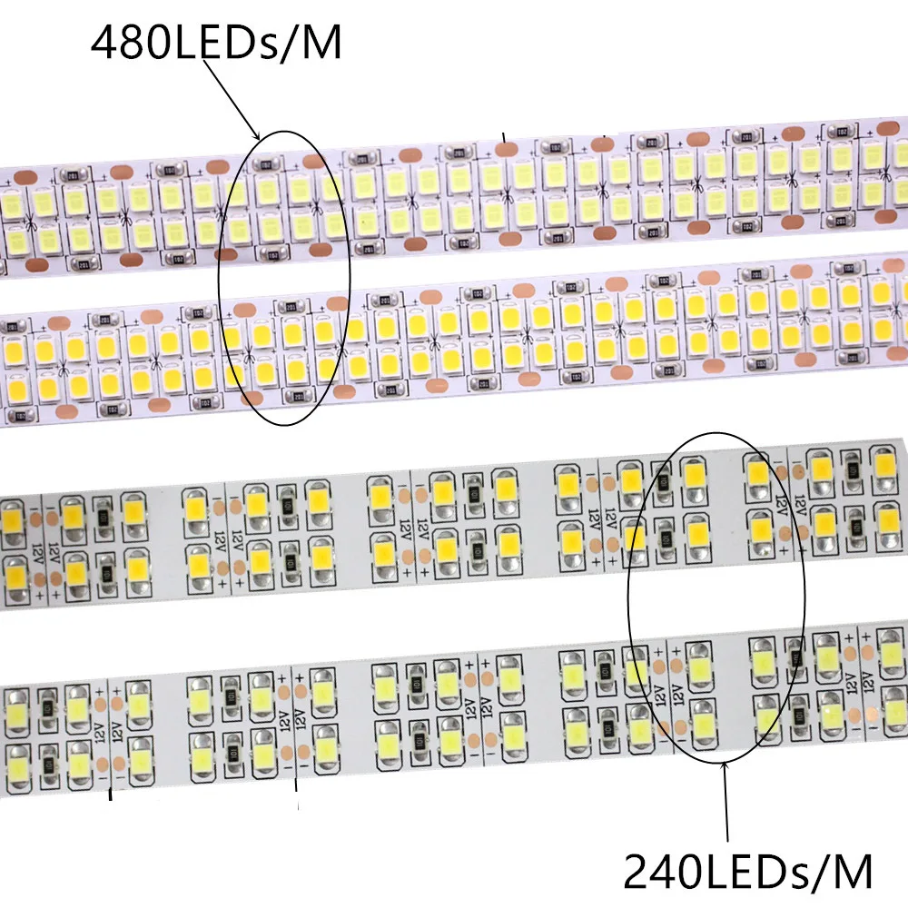 5 м водонепроницаемая двухрядная гибкая светодиодная лента IP67 30 Вт 12 В 24 В 3000 К натуральный белый 4000 К 6000 К 480 светодиодовм 360 светодиодовм 240 светодиодовм (art.: 3920c2f944827) - 3920c2f944827