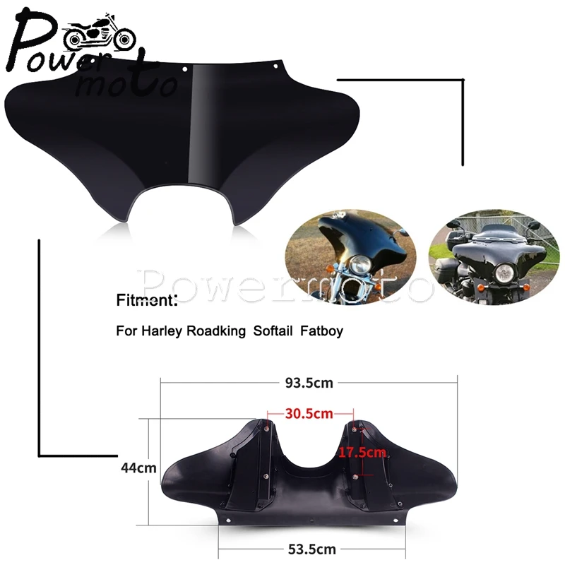 

1 Set Motorcycle Batwing Fairing Windshield Wind Deflector Windscreen Universal For Harley Roadking Softail Fatboy