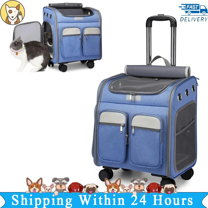 

Pet stroller backpack small dog suitcase cat backpack transport bag trolley cage animal transport vehicle suitcase cat carrier