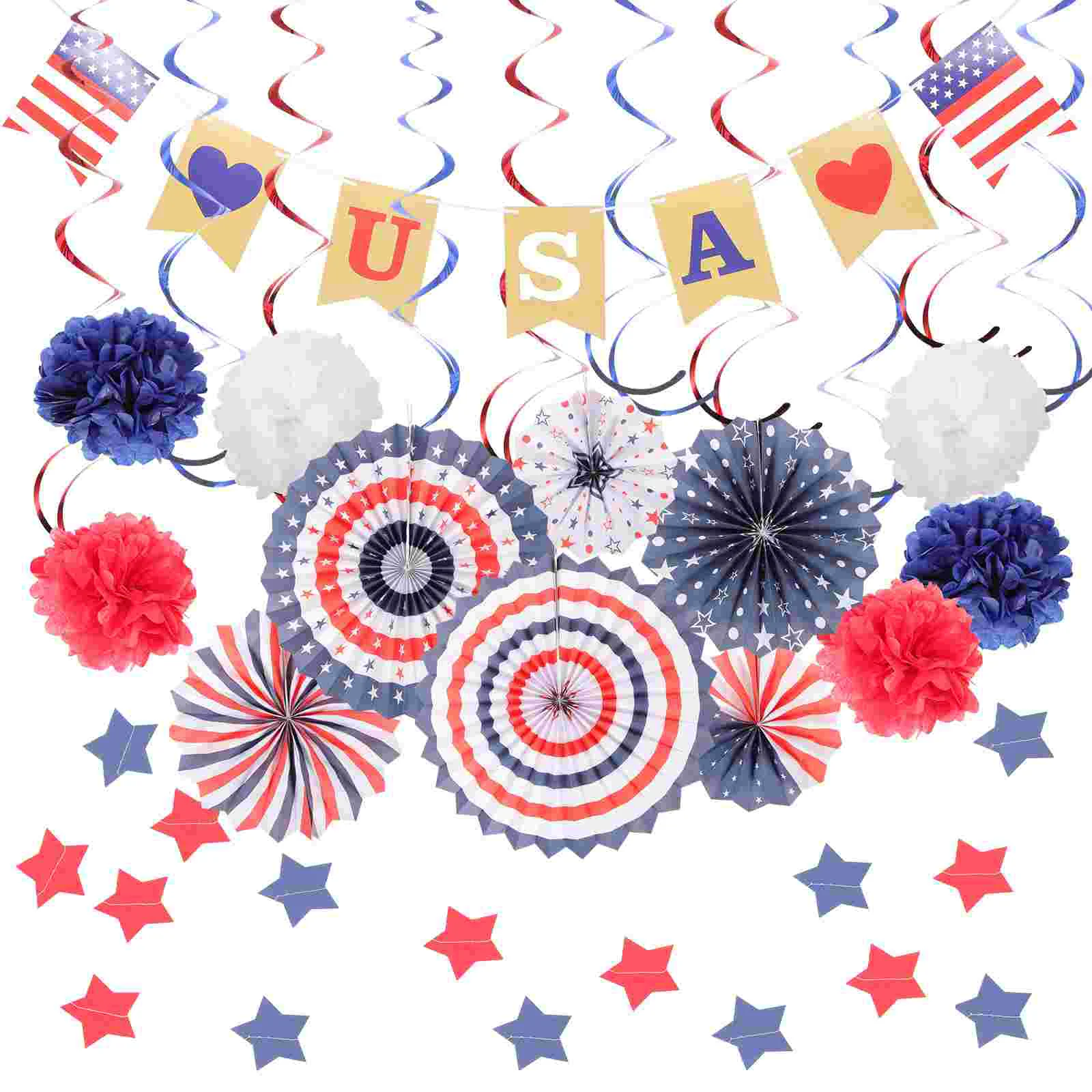 

1 Set Of Home Decor Paper Fans Usa Patriotic Independence Fourth Of July Decorations 4th Of July Decorations Patriotic Decor