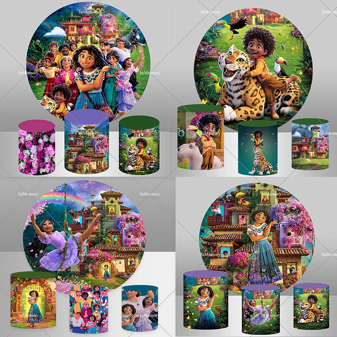 

Encanto Circle Background Disney Baby Shower Birthday Party Decor Banner Encanto Mirabel Round Backdrop Photography Plinth Cover