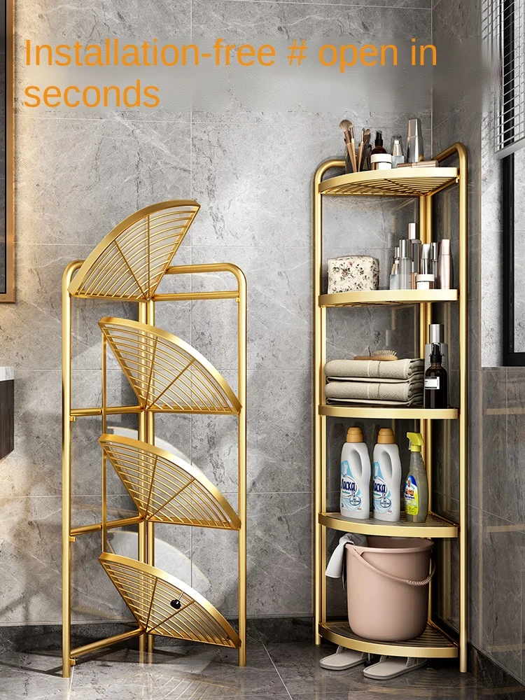 

YY Full Toilet Washbasin Storage Multi-Layer Triangle Shelf Floor-Standing