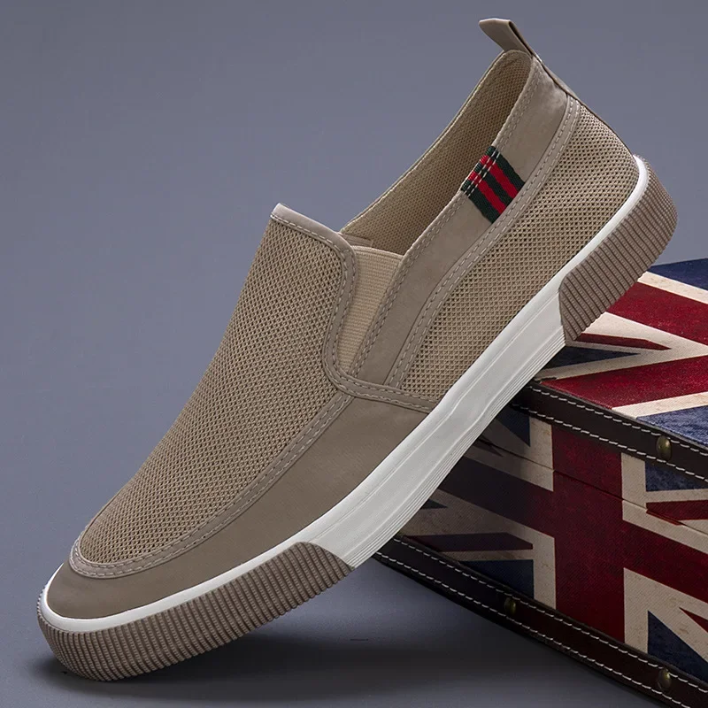 Лоферы Мужские без шнуровки дышащие мягкие запаха плоская подошва повседневная