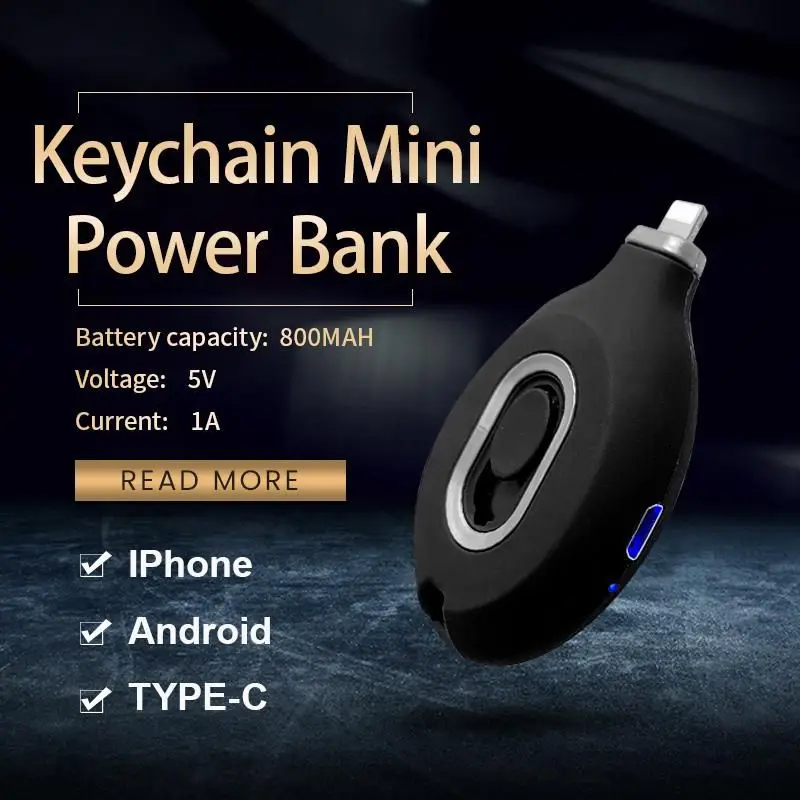 Купи Keychain Mini Power Bank portable power bank mini powerbank for iphone android TYPE-C emergency power Dropshipping за 239 рублей в магазине AliExpress