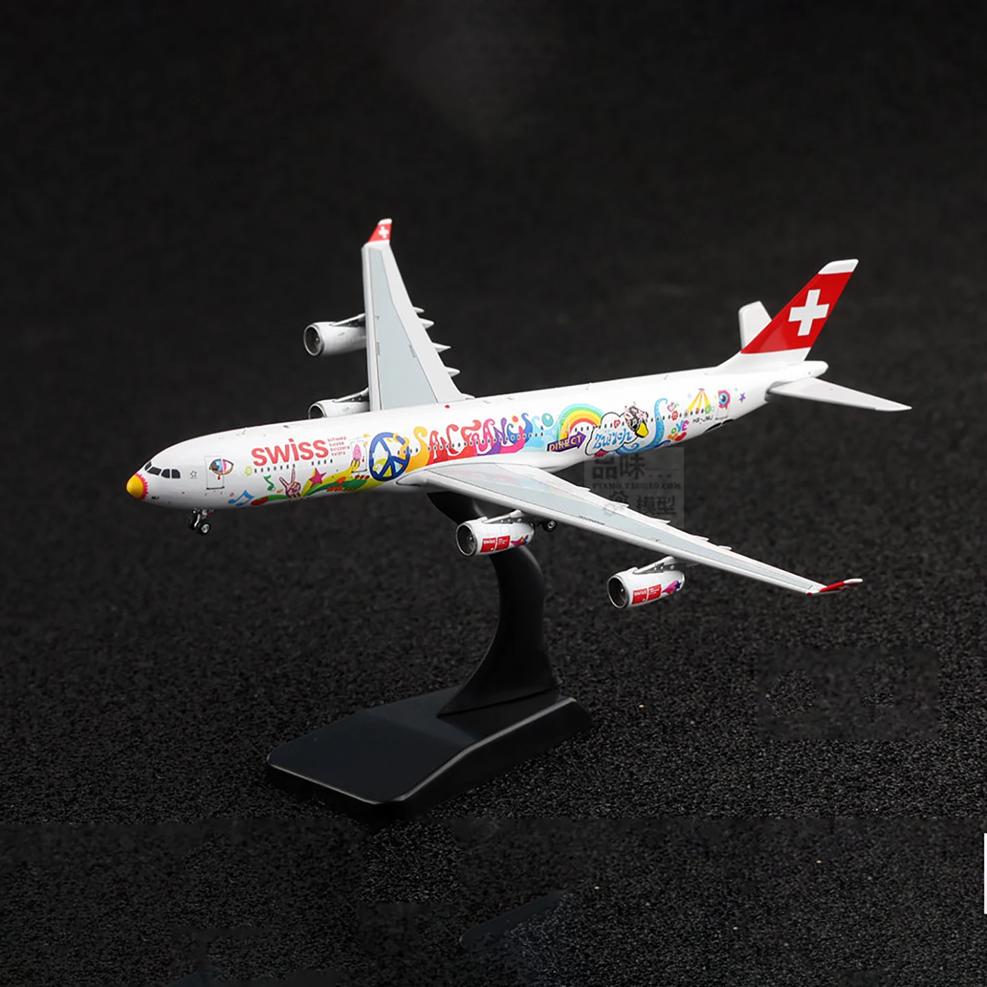 Фото AViation 1:400 Swiss Air A340-300 HB-JMJ Модель самолета Литой под давлением сплав Классические игрушки Сувенирные подарки Коллекция Статический дисплей №5