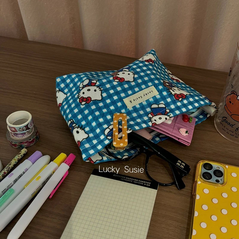 Косметичка Hello Kitty Sanrio кавайная мультяшная уличная Студенческая сумка на молнии с