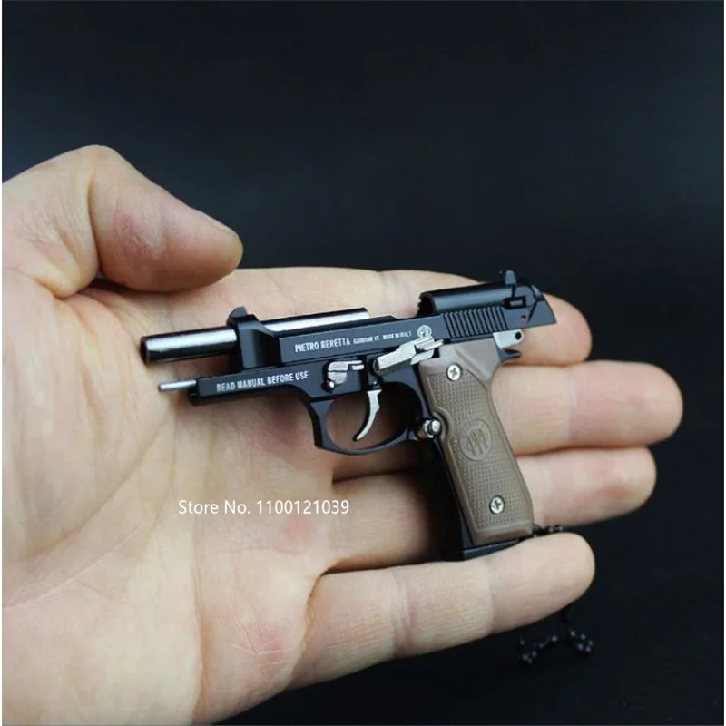 

Metal Pistol Gun Miniature Model 1:3 Beretta 92F Glock 17 Colt 1911 Keychain Gun Toys Costume Props Craft Pendant Birthday Gifts