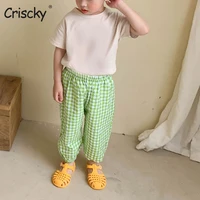 criscky girls trousers pants harem pants for girls plaid candy color children pants casual style kids clothes girls summer