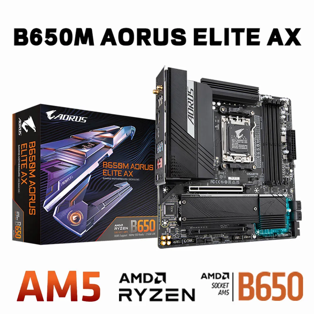 

Материнская плата B650 AM5 Gigabyte B650M AORUS ELITE AX DDR5 Ryzen AM5 серия 7000 процессор AM5 разъем B650 серия DDR5 128 Гб PCIe 5,0 Новинка
