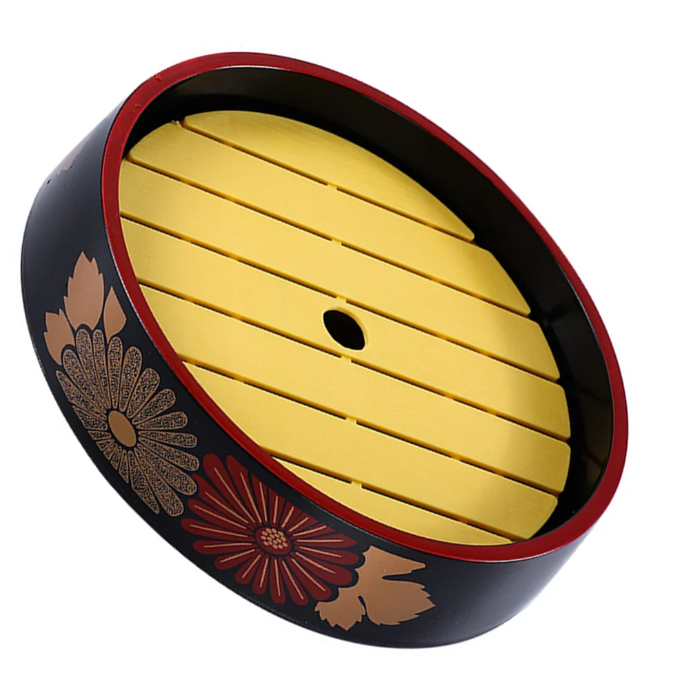 

Sushi Plate Round Wooden Trays Creative Barrel Server Sashimi Storage Serving Abs Salmon Dish Tableware