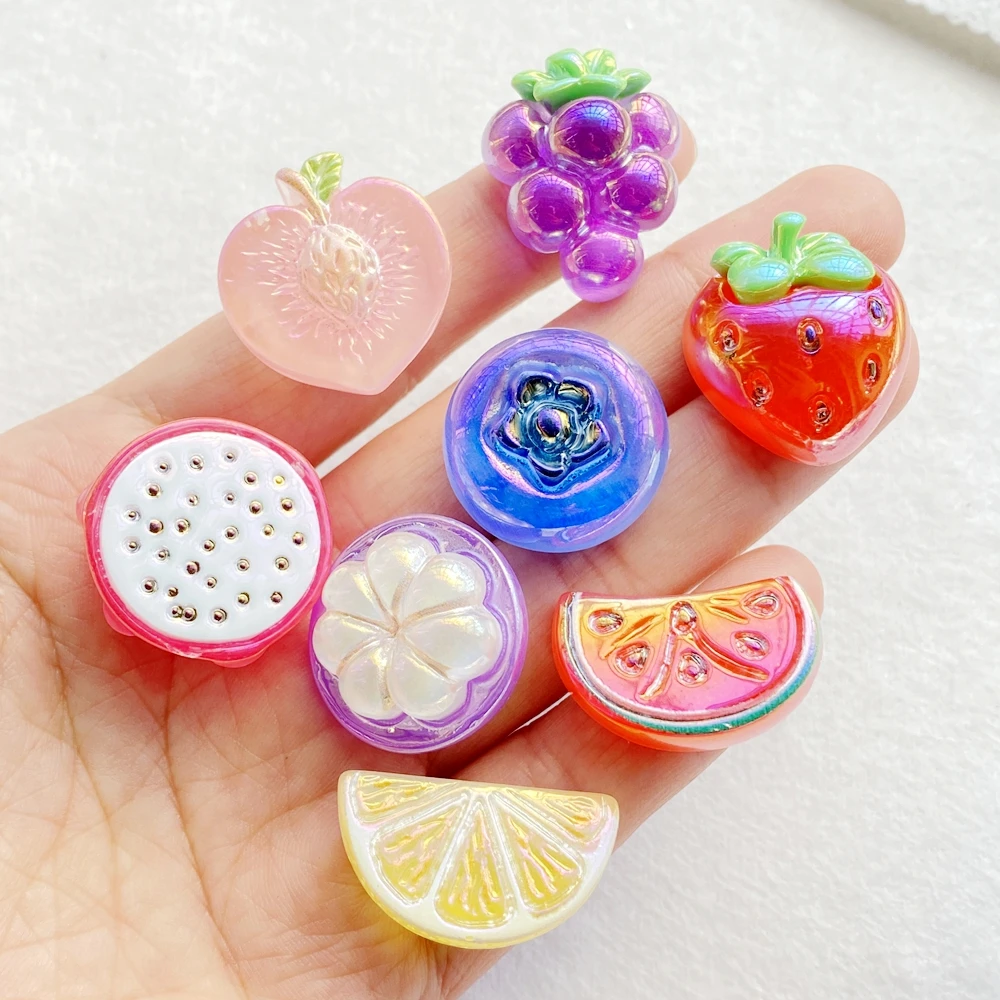 

8pcs Cute Electroplated Fruit Grape, Strawberry, Grape, Lemon Fruit Flat back Stone Figurines Scrapbook DIY Jewelry Decor Crafts