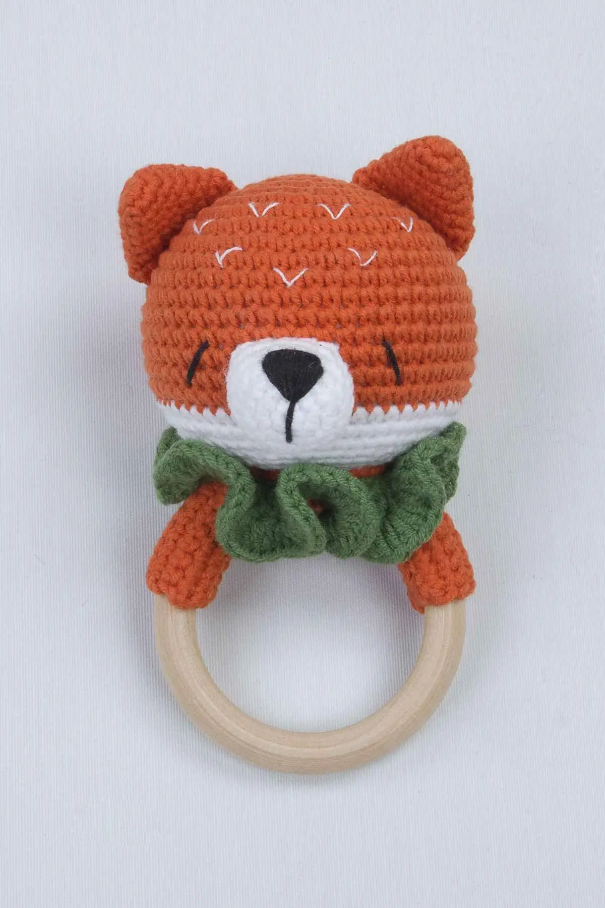 

Orange Organic Handmade Amigurumi Fox Rattle Toy