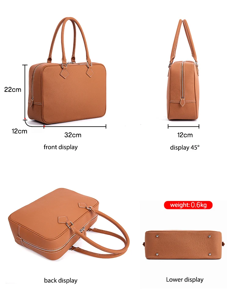 Zency Women's Genuine Leather Bag Luxury Brand Business Handbag Travel Office Top-handle A4 Work Bags Female Simple Briefcases