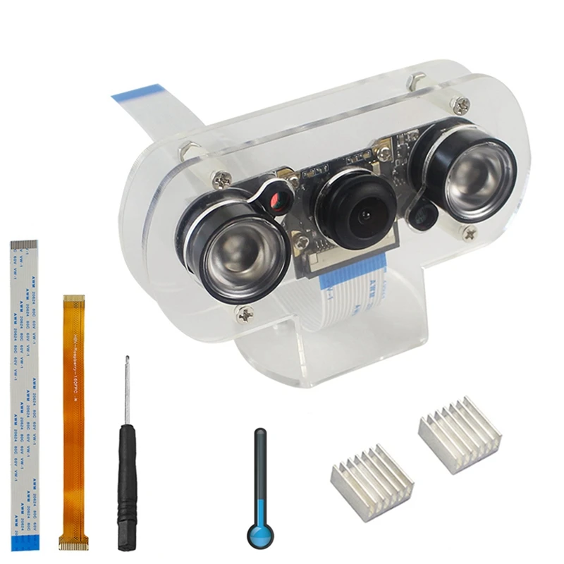 

Camera Kit For Raspberry Pi 130 Degree Night Vision Camera + Infrared Lights + Heatsinks + FFC For Raspberry Pi 4B 3B+