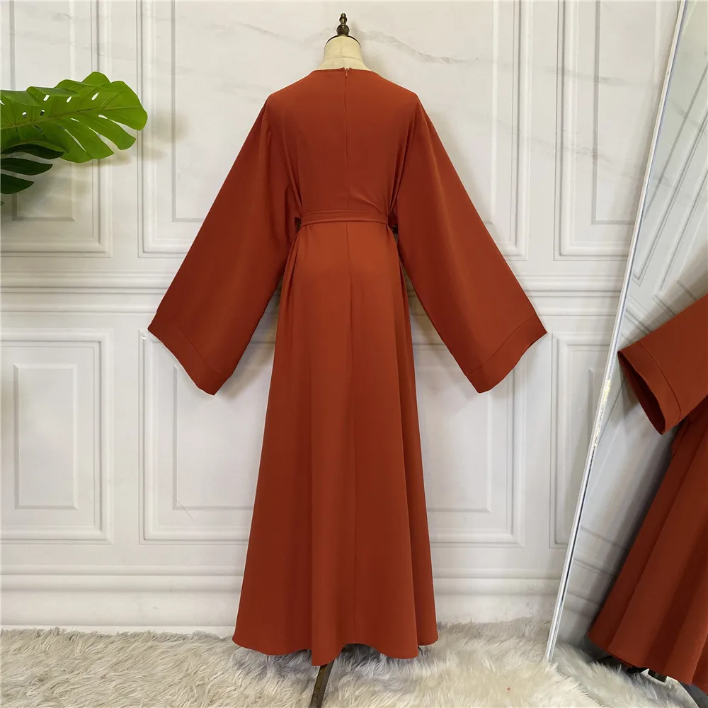Casual Womenswear Long Dress Hot Selling Clear Color Large Lace Up Muslim Dress Abaya Abendkleider Elegant F ü R Hochzeit