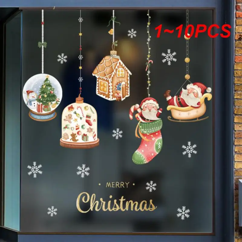 1 ~ 10 шт. стеклянная наклейка с рисунком деда мороза рождественской елки