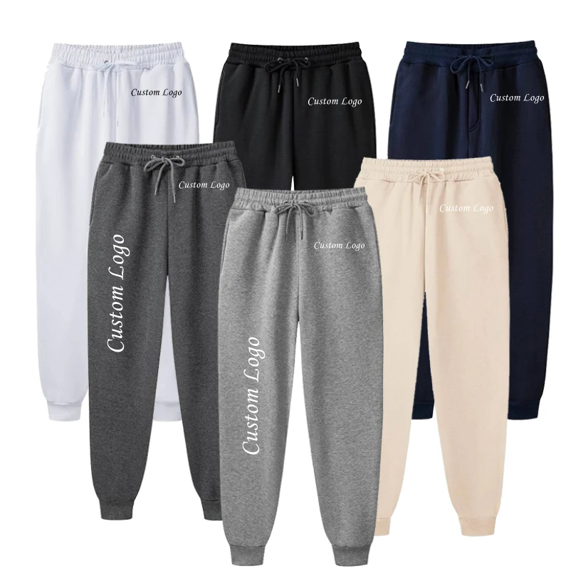 Custom Logo Women Sweatpants Unisex Gray Jogging Sportswear Men and Women Trousers Spring Autumn Pants Casual Loose Baggy Pants