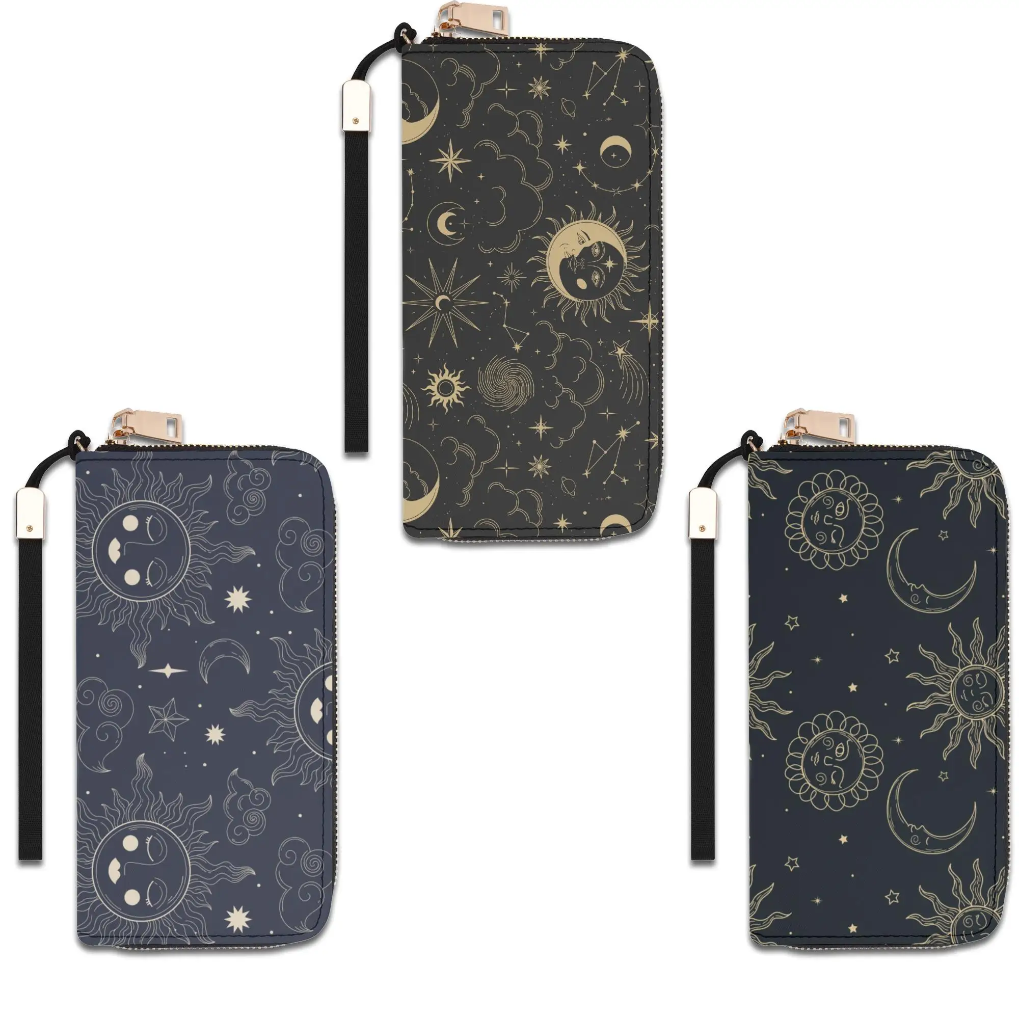 

Celestial Sun Moon Fashion Clutch Zipper Long Wallet Purse Gift For Women