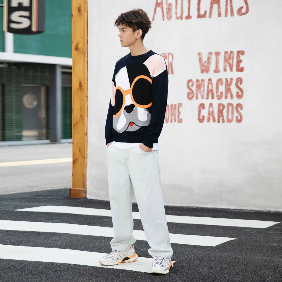 2022 New for Autumn Cartoon Pattern Mens Crew-neck Sweater Men Long Sleeve Boutique Clothing Warm and Comfortable Sweater