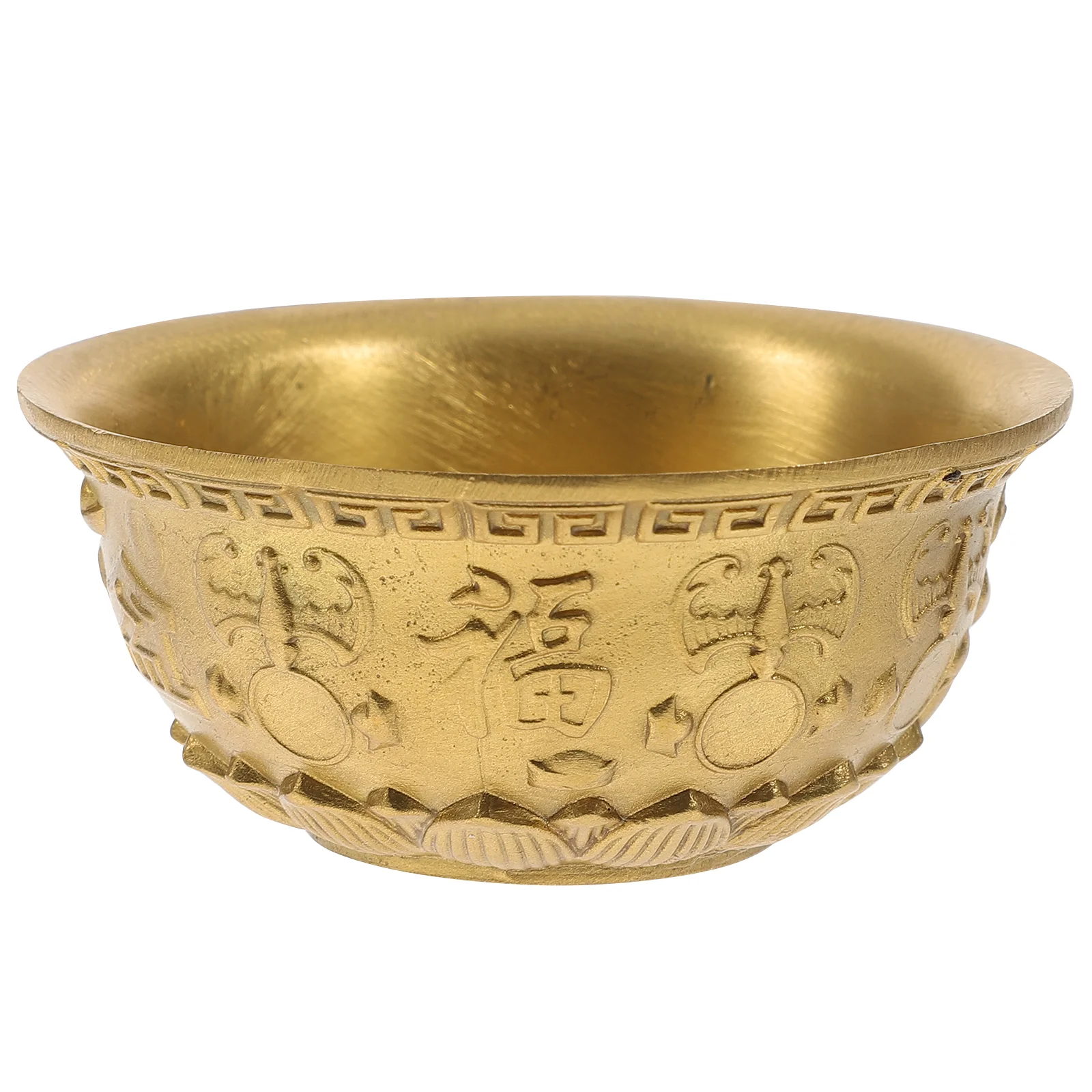 

Bowl Treasure Basin Offering Wealth Brass Bowls Chinese Gold Golden Water Copper Tibetan Good Money Altar Meditation Figurine