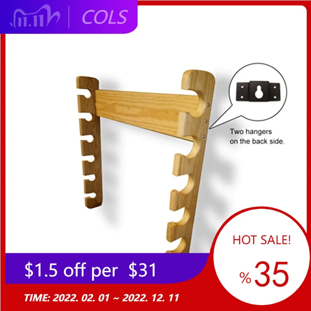 

Fishing Rod Rack Mount Pole Reel Holder 6-Rods Wall-mounted Display Lure Rod Rack Carrier Wooden Storage Fishing Accessories