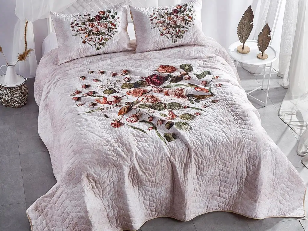 

New Season Quilted Cotton Fabric Special Production Double Bedspread Set 11 Different Patterns - 1 Bedspread 2 Pillowcases