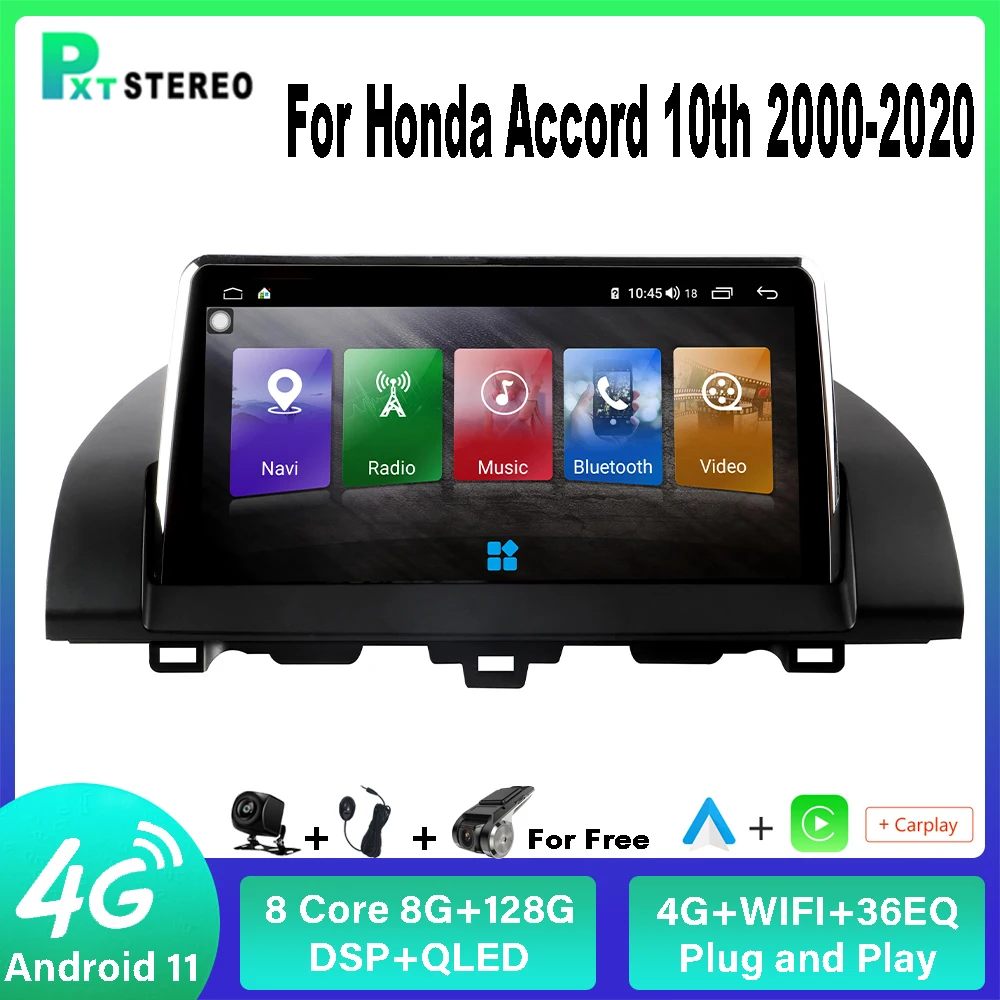 

Автомобильный мультимедийный проигрыватель pкстон, Android, сенсорный экран, для Honda Accord 10 2000-2020 Carplay Auto 8G + 128G 4G WIFI DSP