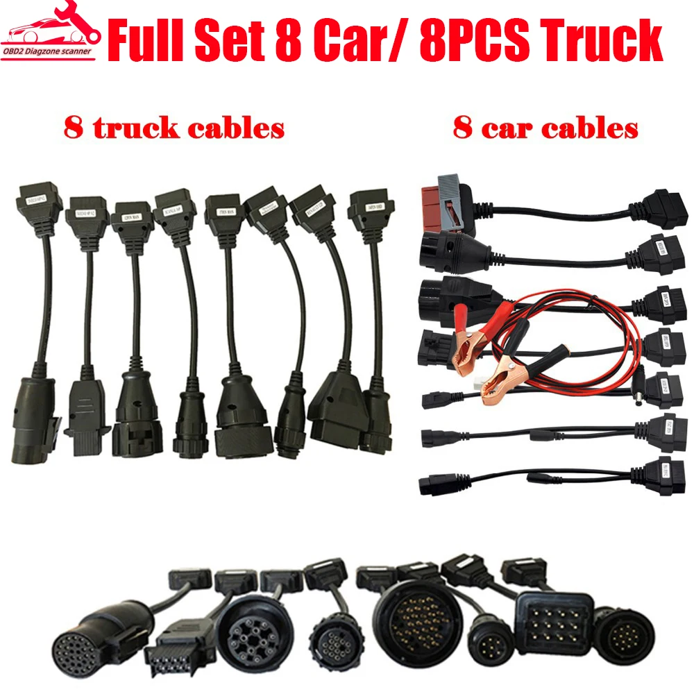 

Full Set 8 PCS Car/Truck Cables Works For De-lphis/W-O-W/M-ultidiagds150e Car Cables OBDII OBD 2 Diagnostic Tool Connect Scanner
