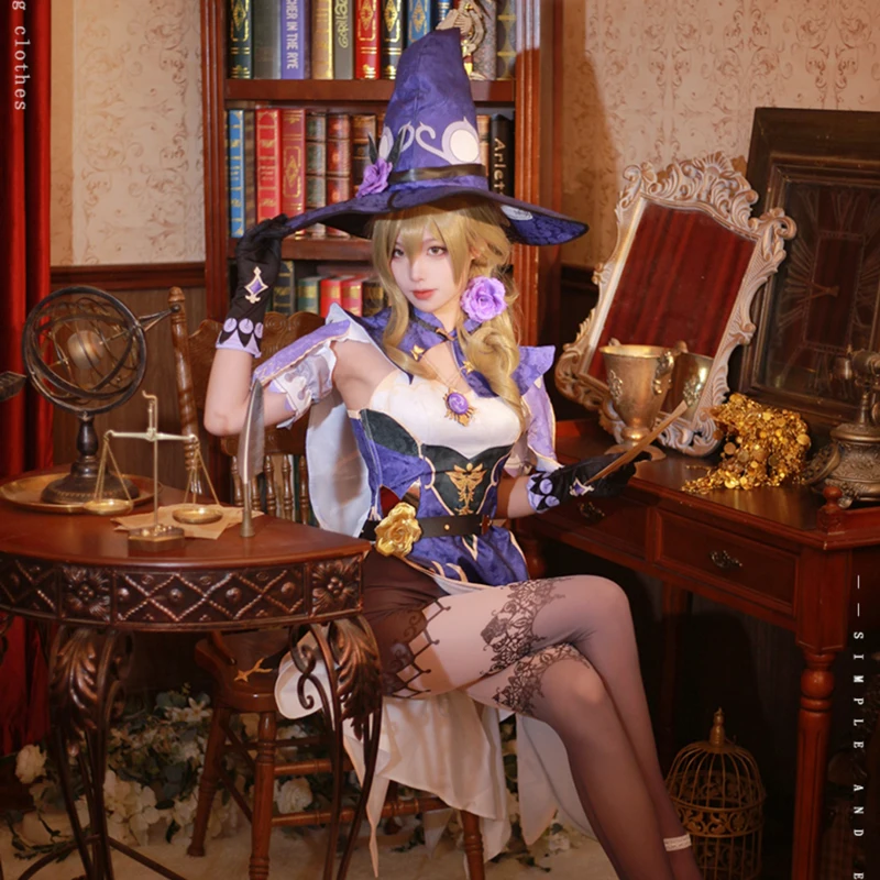 Лиза минси косплей для игр Genshin ударопрочное сексуальное элегантное платье