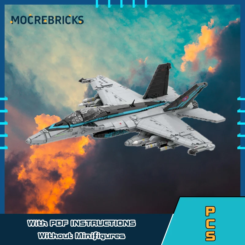 Фото Лидер продаж MOC F/A-18E Super Hornet, строительные блоки, корабельная многоцелевая модель самолета, усовершенствованные кирпичи, детская развивающая игрушка №2