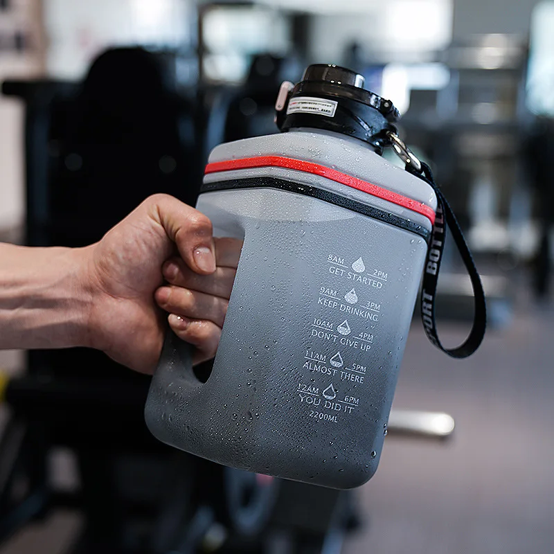 

2.2л бутылка для воды с крышкой большая емкость Мотивационная Питьевая Бутылка маркер времени пластиковая водная напольная чашка Спортивна...