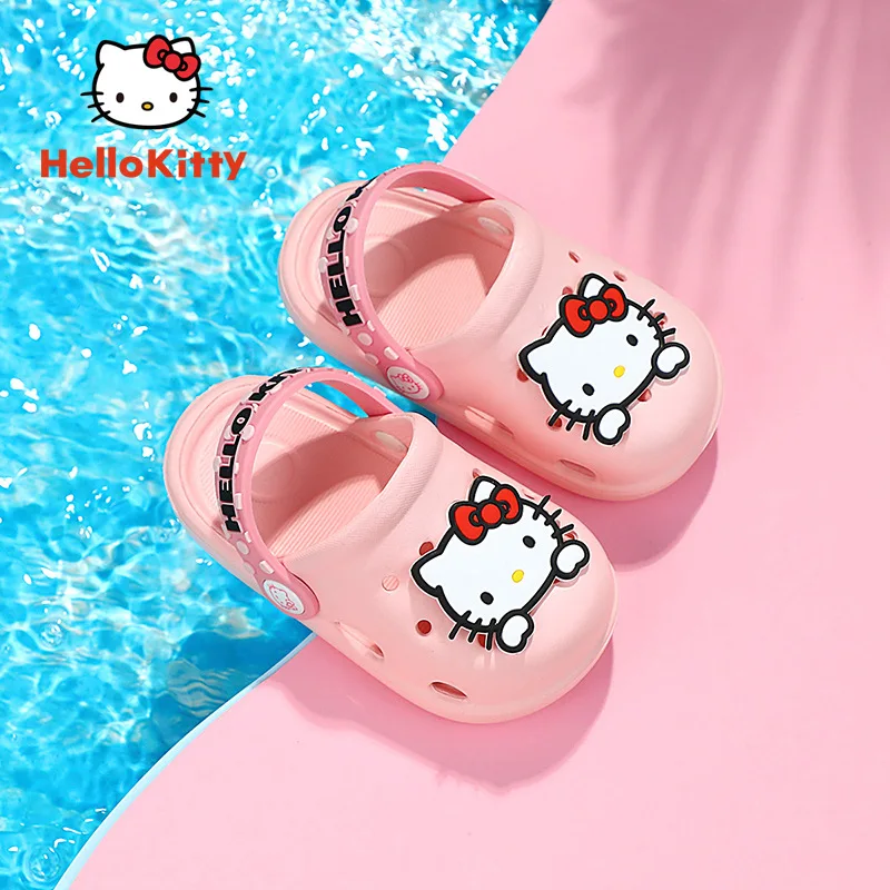 

Sanrio Kitty Children Crocs Soft-Soled Slippers for Girls Primary School Student Big Baby Non-Slip Sandalsd Older Kids Teenagers