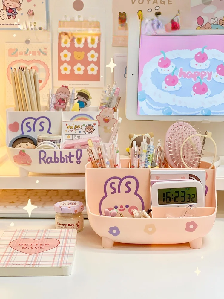 Японская кавайная настольная коробка для хранения большой емкости органайзер
