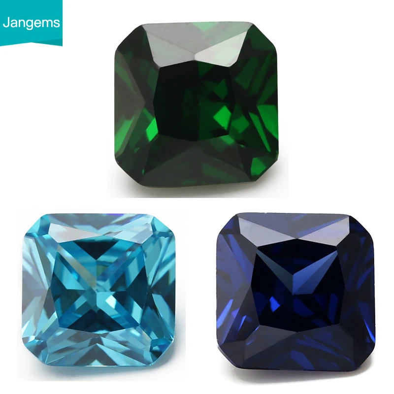 2022 Size 4x4~10x10mm Square Octangle Shape Princess Cut 5A Blue.,Green,Sea Blue CZ Stone Synthetic Gems Cubic Zirconia