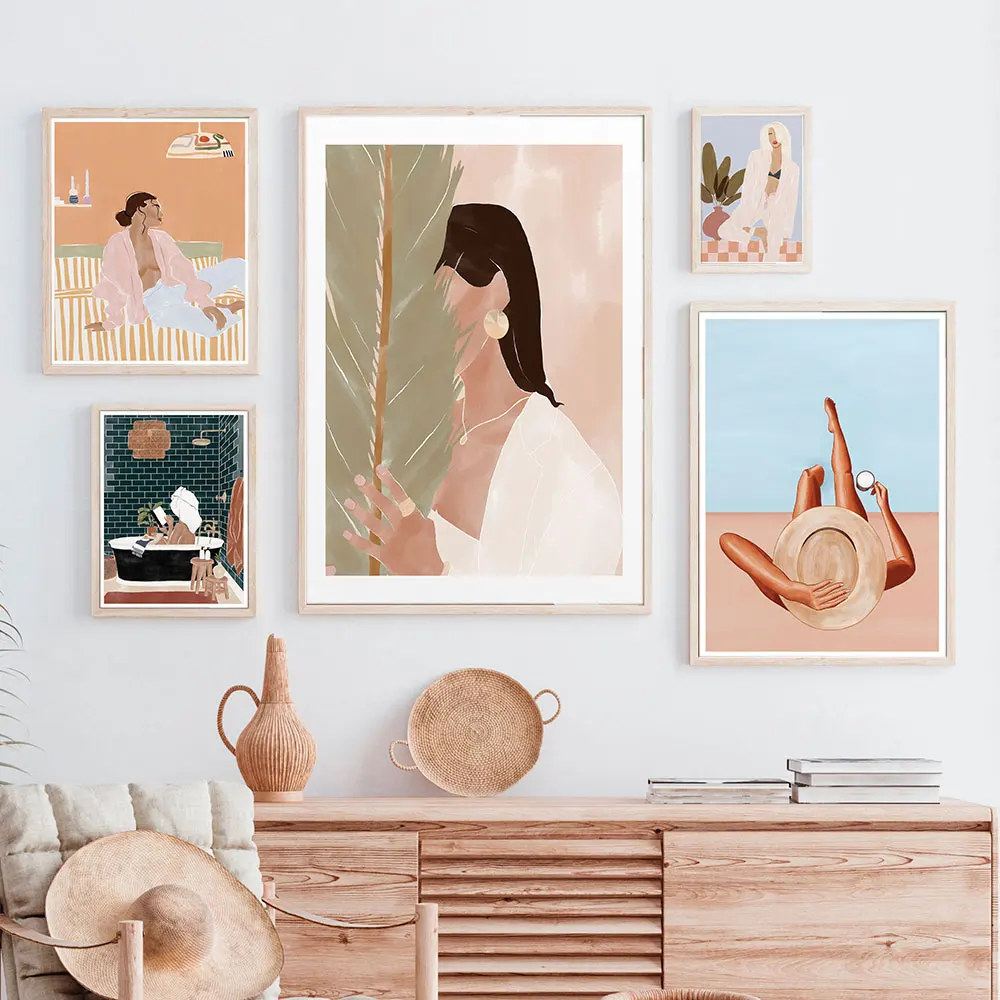 

Abstract Plant Girl Canvas Painting Fashion Posters Line Face Print Girl Minimalist Poster Nordic Wall Picture Living Room Deco