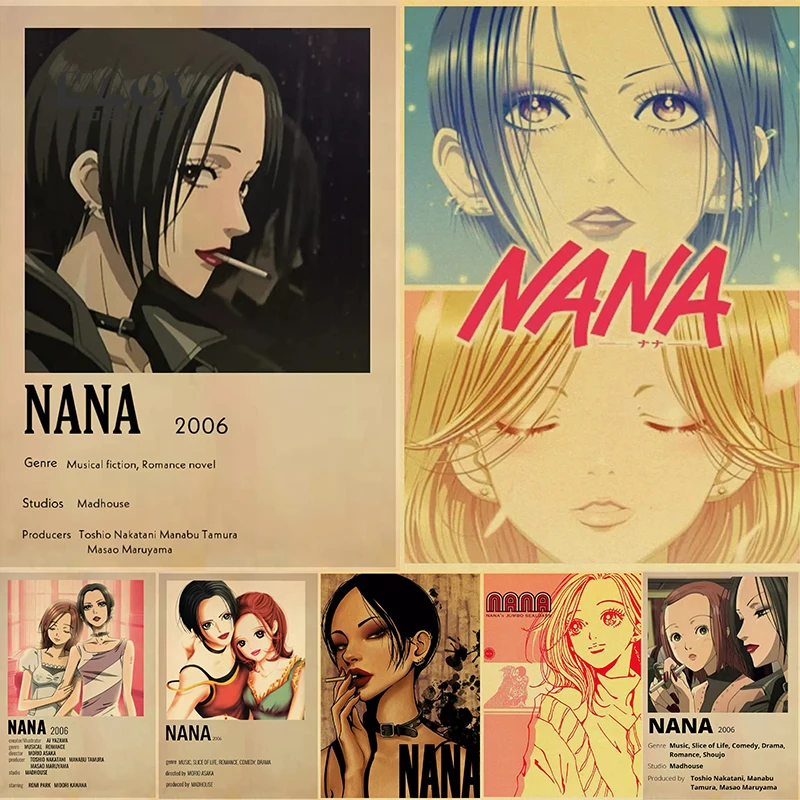 

Hot Anime Posters NANA Retro Kraft Paper Sticker DIY Vintage Room Bar Cafe Decor Aesthetic Gift Funny Prints Art Wall Paintings