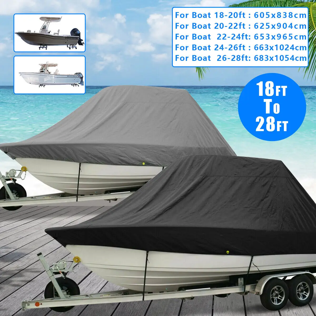 

210D 18 20 22 24 26 28Ft Yacht Boat Cover Barco Boat Cover Winter Snow Cover Waterproof Sunshade Heavy Duty Trailer Marine Cover
