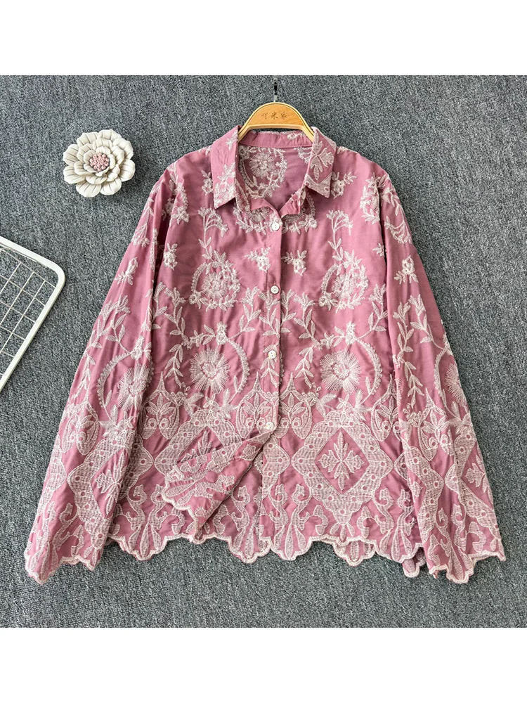 Женская весенняя рубашка корейская версия винтажная модная с воротником-поло и