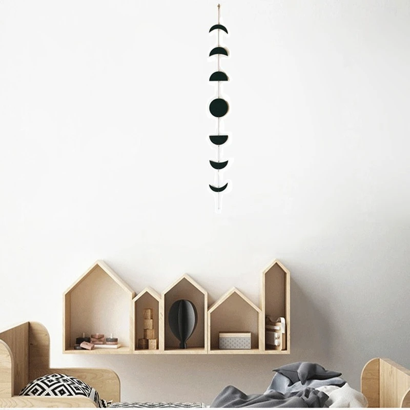 

New Bohemian Style Moon Cycle Ornament Nordic Style Wall Hanging Decoration Moon Phase Garland Wall Decoration Room Decor Nordic