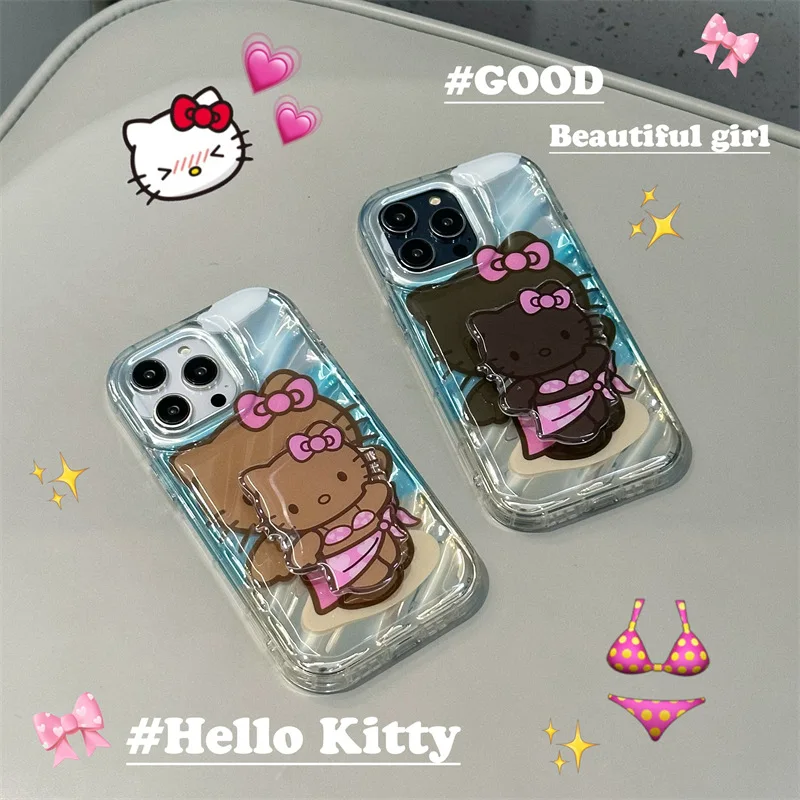 

Женская летняя Гавайская Черная кожа с мультяшным рисунком Hello Kitty, подходит для скидки 14/13