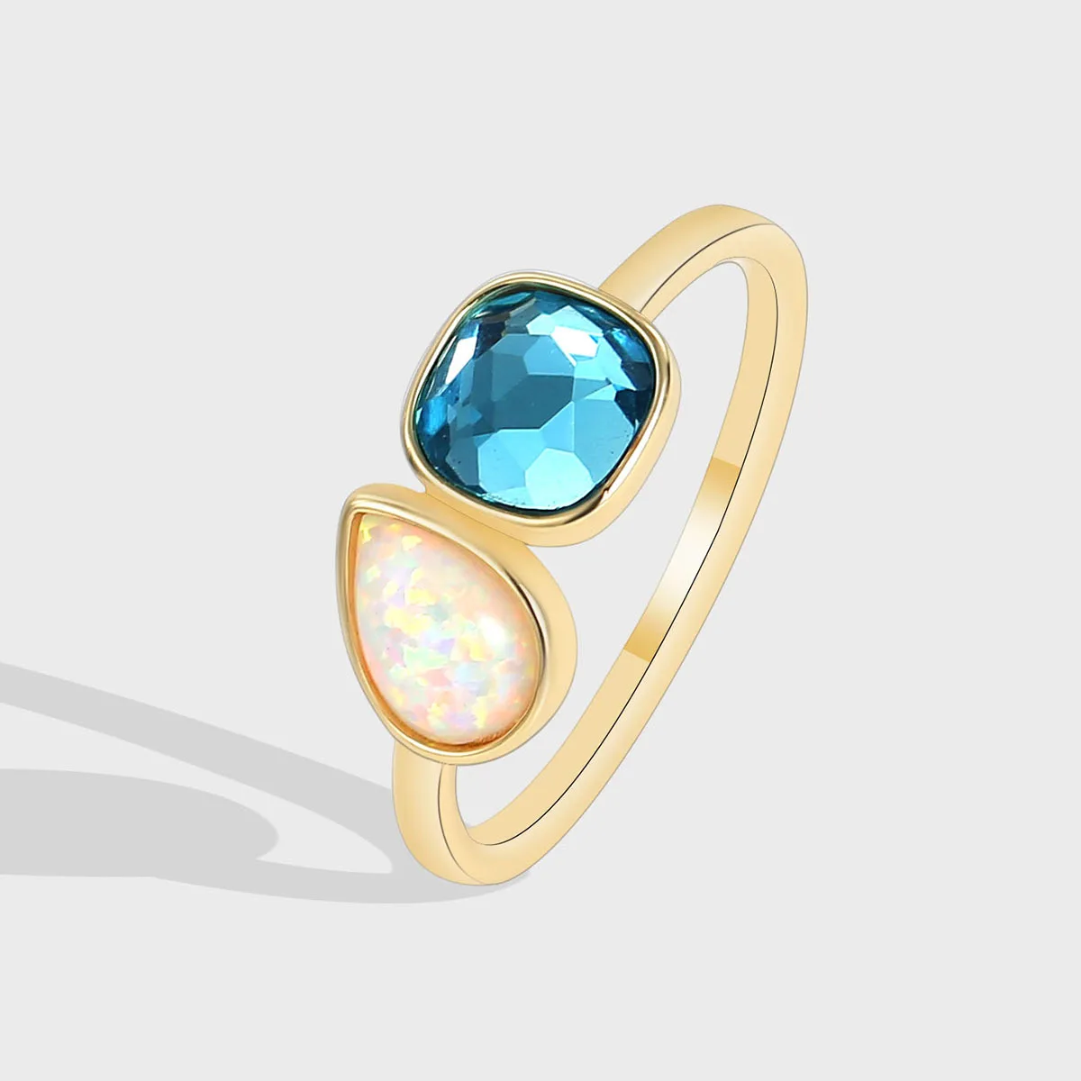 

Royal Blue Geometric Synthetic Opal Ring for Woman Vintage Sexy Open Ring Party Joint Ring Fashion Elegant Jewelry Gifts