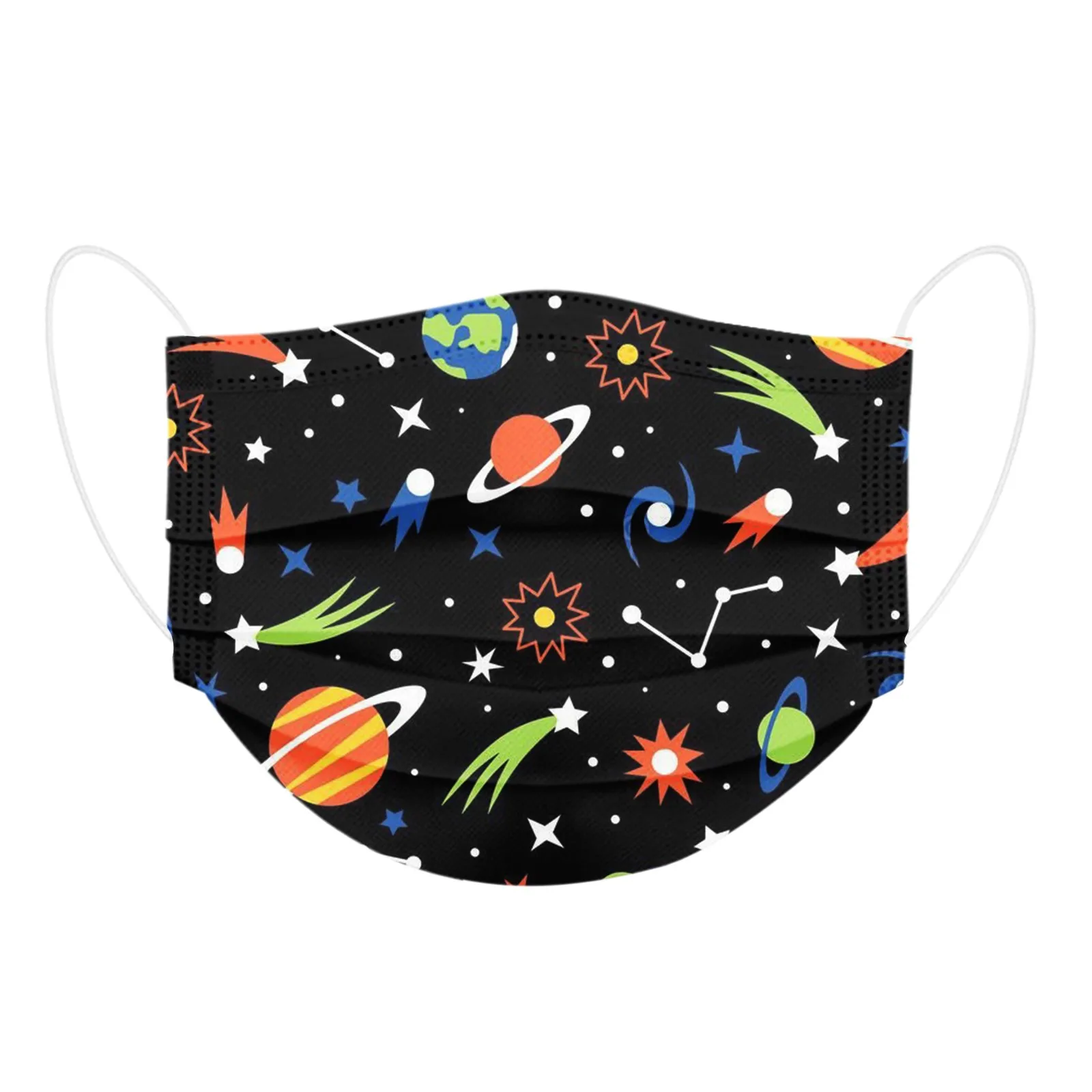 Детская одноразовая маска с мультяшным принтом Защитная ткань 3 слоя лица 10