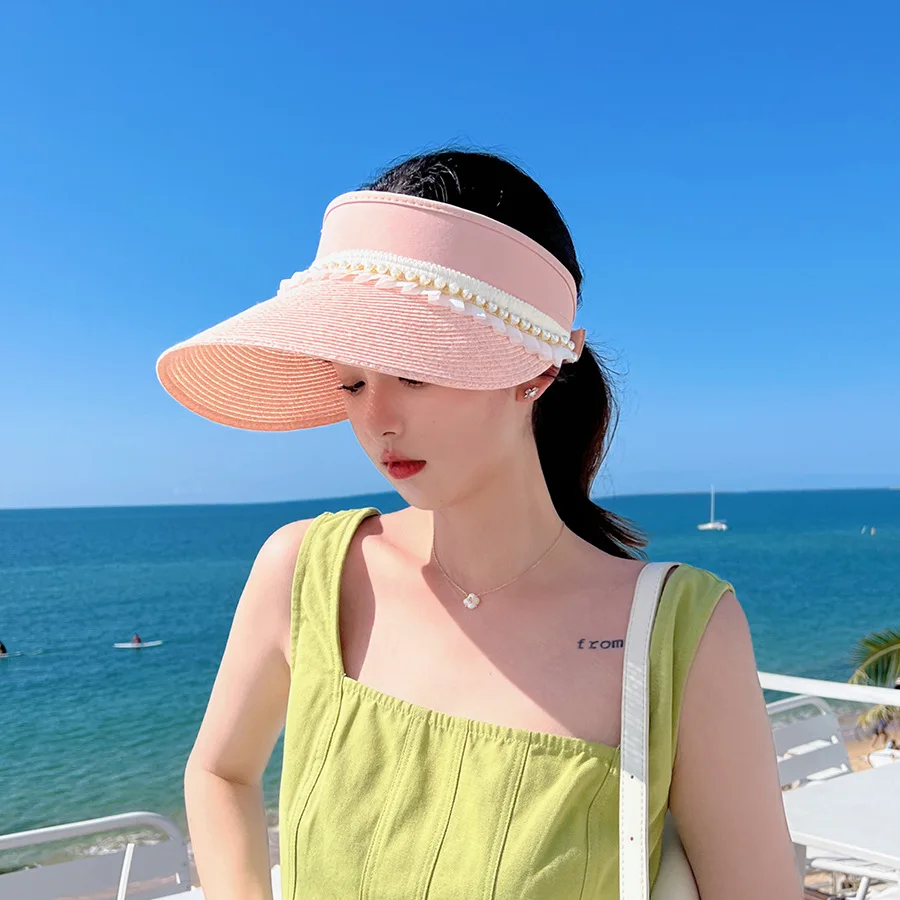 

Летний женский головной убор, уличная Солнцезащитная соломенная плетеная модная пляжная шляпа с широкими полями для морского путешествия, ...