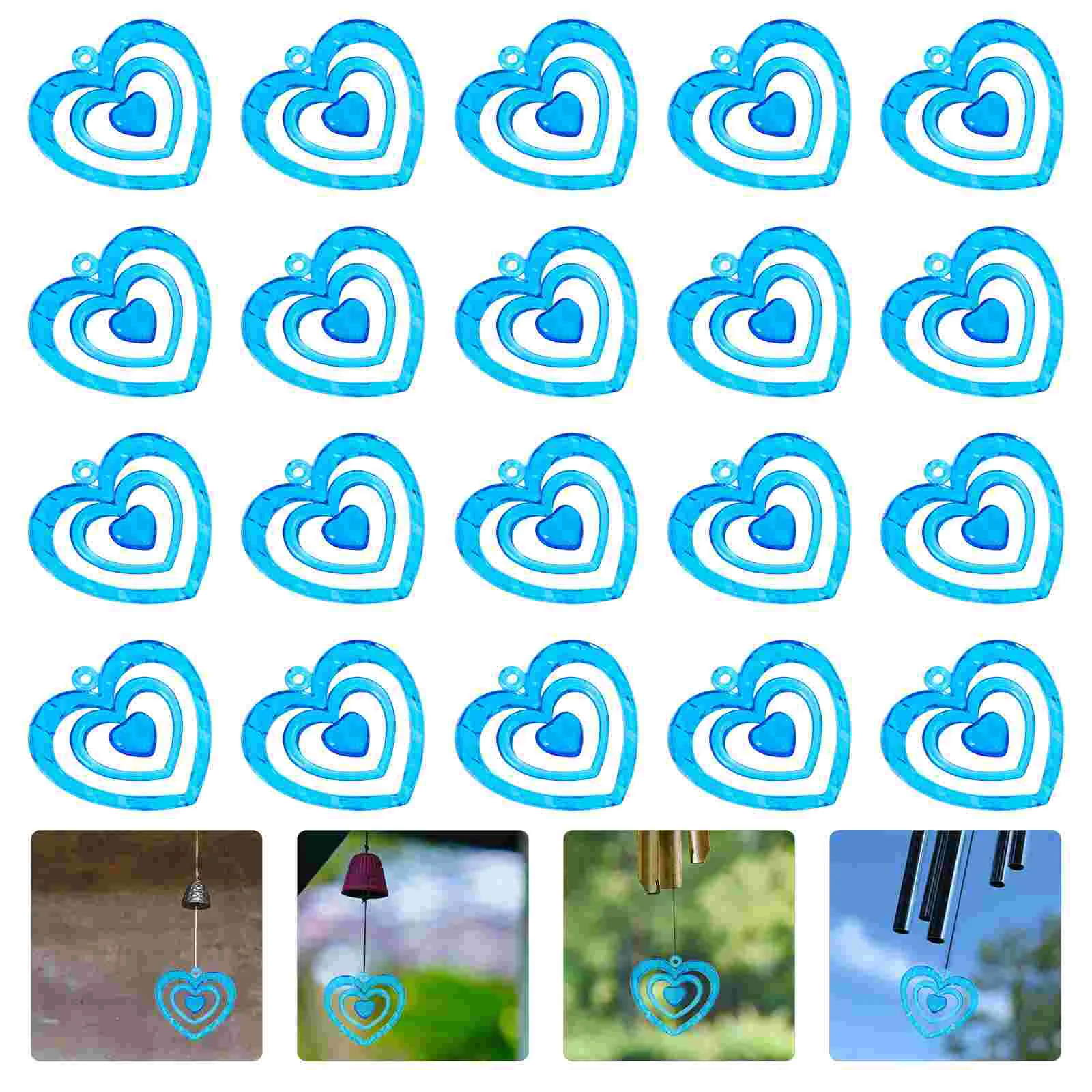 

20Pcs Heart Shaped Wind Chime Pendants Wind Chime DIY Ornaments Handicraft Accessories