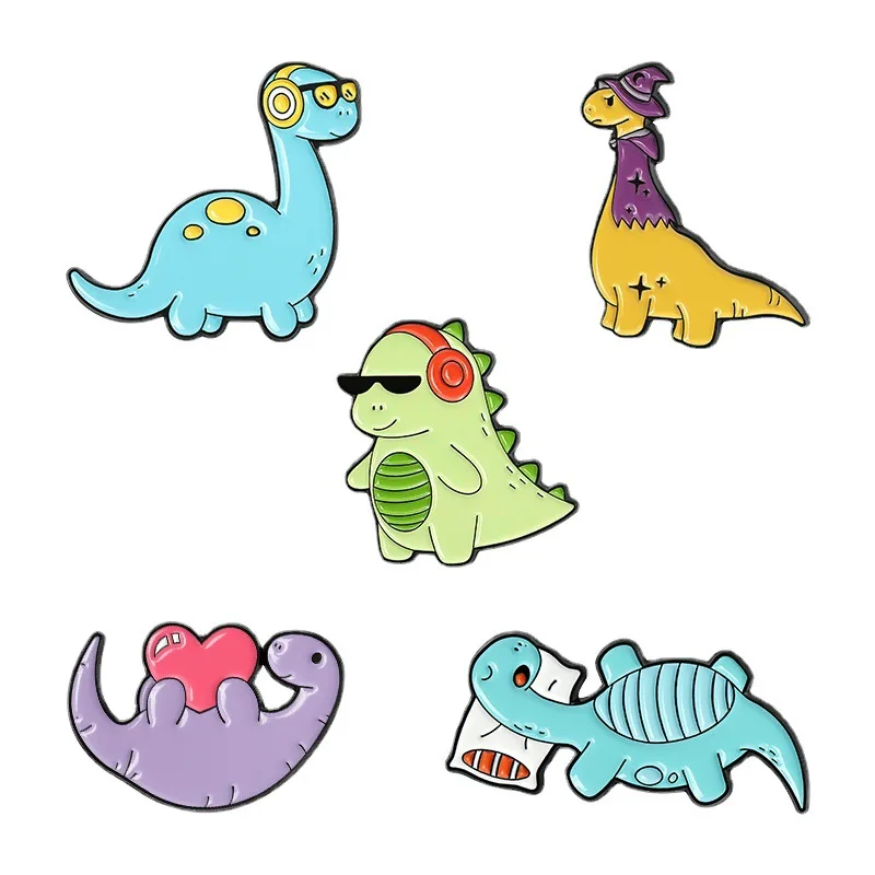 

Kawaii Cartoon Dinosaur Metal Badge Pin Anime Peripheral Cute Creativity Button Brooch Chest Ornament for Children Birthday Gift