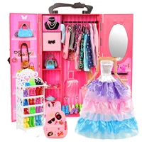 doll house funiture 42 item 1 wardrobe 41 accessories dress crown necklace shoes glasses for barbie toys gift girls closet