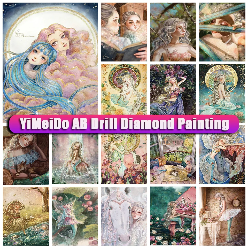 

YiMeido 5D DIY AB Diamond Painting girl Cross Stitch Kit Full Drill diamond Embroidery Mosaic Cartoon Art Picture of Rhinestones