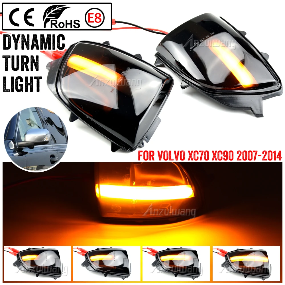 

Pair Led Side Wing Rear View Door Mirrors Repeater Dynamic Turn Signal Light Indicator Blinker For VOLVO XC70 XC90 2007-2014
